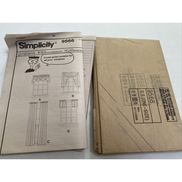 UNCUT FACTORY FOLDED - Simplicity Pattern 9566 Window Treaments for Dummies - Picture 2 of 3